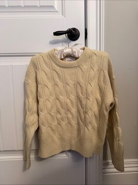 Women's Cream Cable Crewneck Sweater